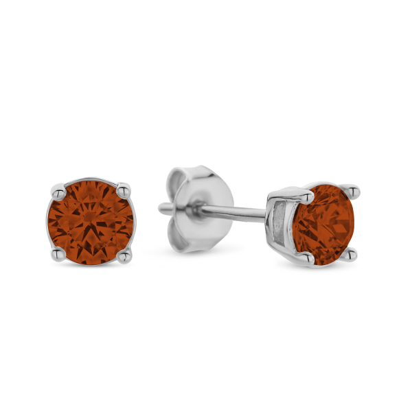 Ohrstecker mit Zirkonia rot Ø 4mm Silber 925/000 rhodiniert
