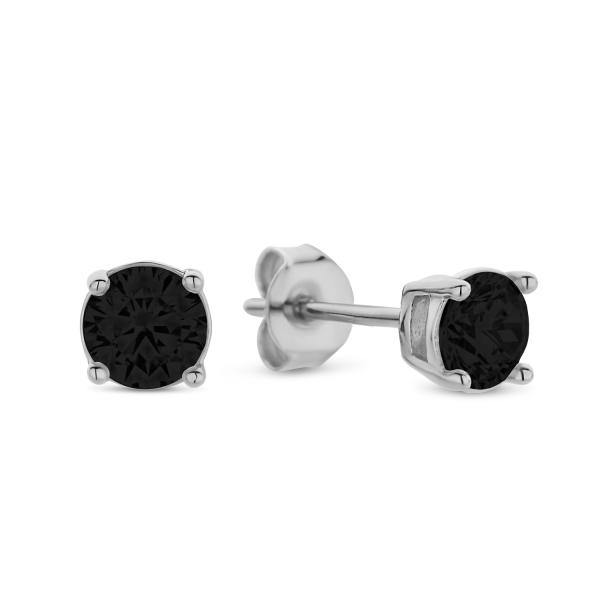 Ohrstecker mit Zirkonia schwarz Ø 4mm Silber 925/000 rhodiniert