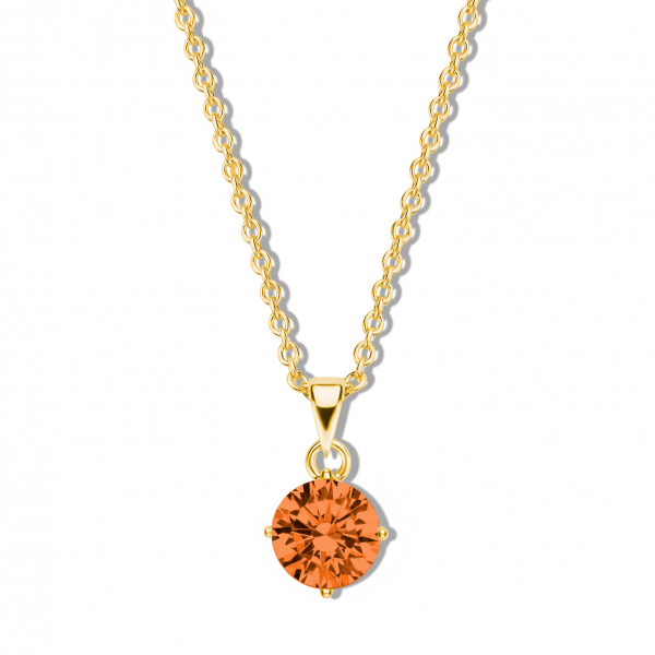 Collier mit Zirkonia orange Ø 5mm Silber 925/000 vergoldet