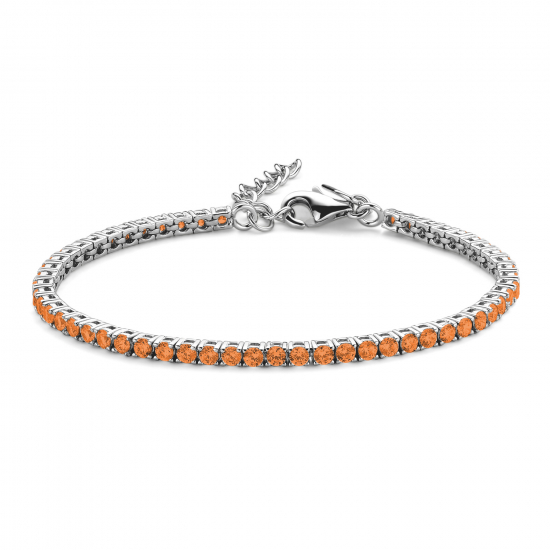 Tennisarmband mit Zirkonia orange 3mm Silber 925/000 rhodiniert