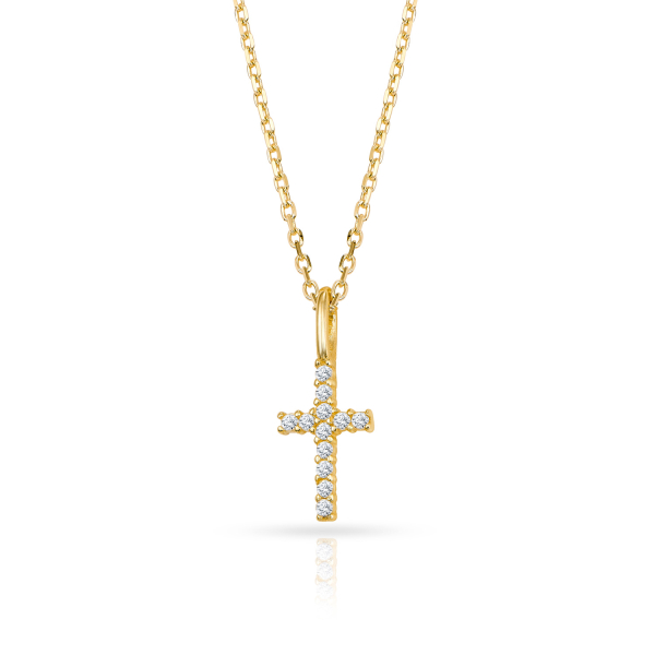 Collier Kreuz 12 Zirkonia Gold 333/000