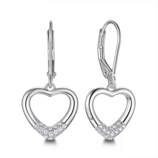 Ohrhänger Herz Zirkonia Silber 925/000 rhodiniert