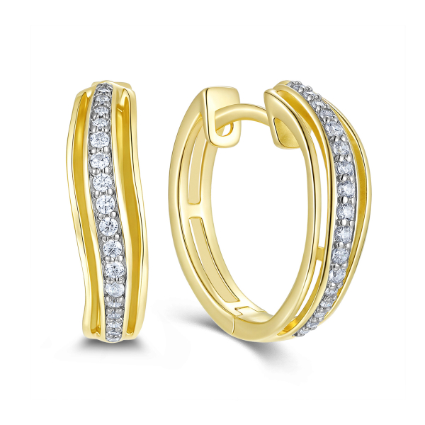 Klappcreolen Ø16mm mit Zirkonia Silber 925/000 vergoldet