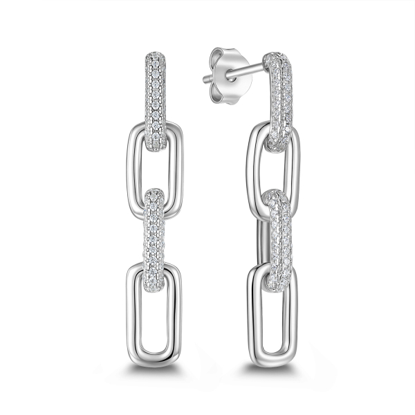 Ohrstecker mit Behang & Zirkonia Silber 925/000 rhodiniert