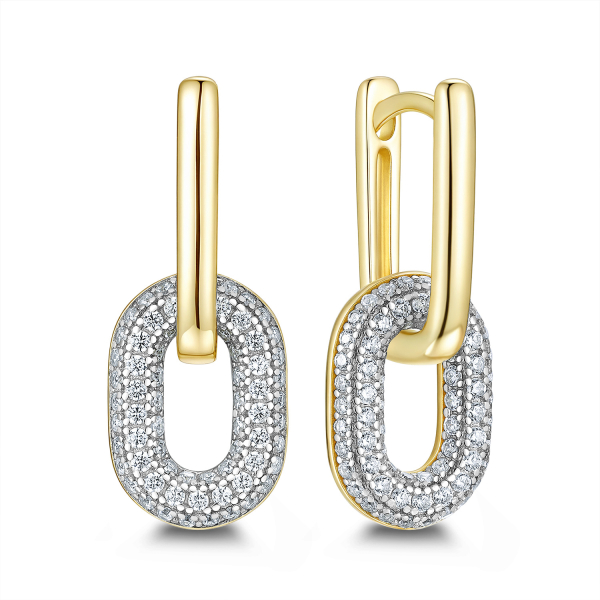 Klappcreolen Behang mit Zirkonia Silber 925/000 vergoldet