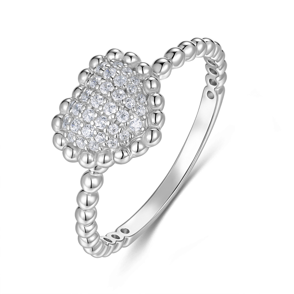 Damenring Herz mit 34 Zirkonia Silber 925/000 rhodiniert