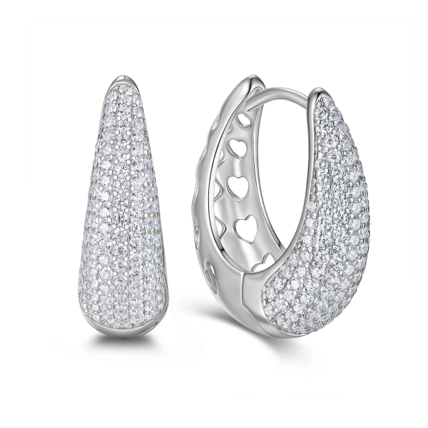 Klappcreolen Zirkonia & Herzen Silber 925/000 rhodiniert