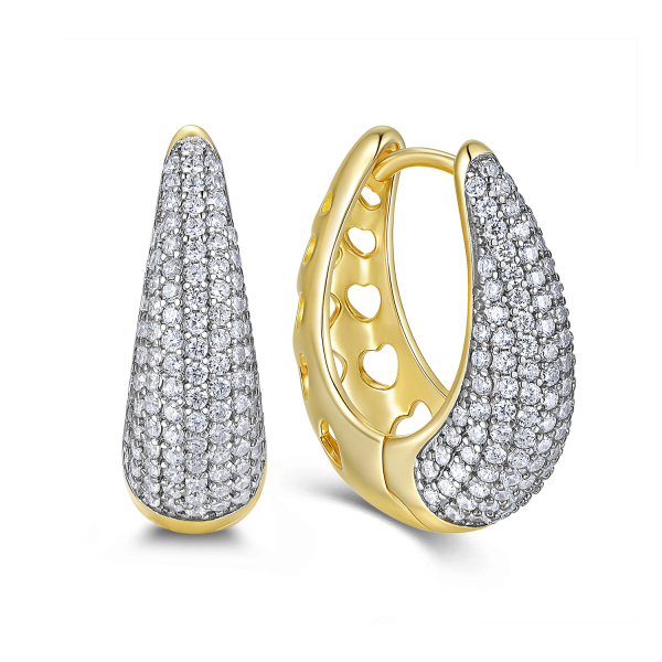 Klappcreolen Zirkonia & Herzen Silber 925/000 vergoldet