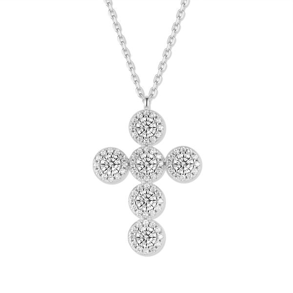 Collier Anhänger Kreuz 78 Zirkonia Silber 925/000 rhodiniert