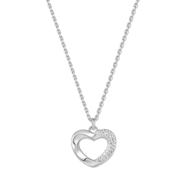 Preview: Collier mit Anhänger Herz Zirkonia Silber 925/000 rhodiniert