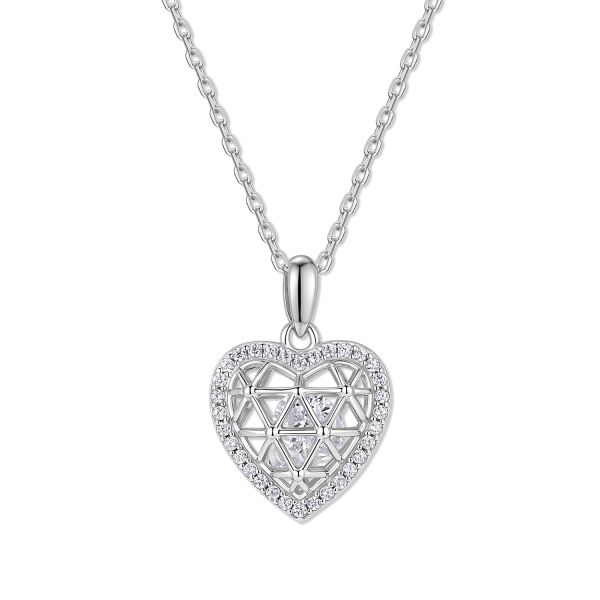 Collier mit Korbanhänger Herz & Zirkonia Silber 925/000 rhodiniert