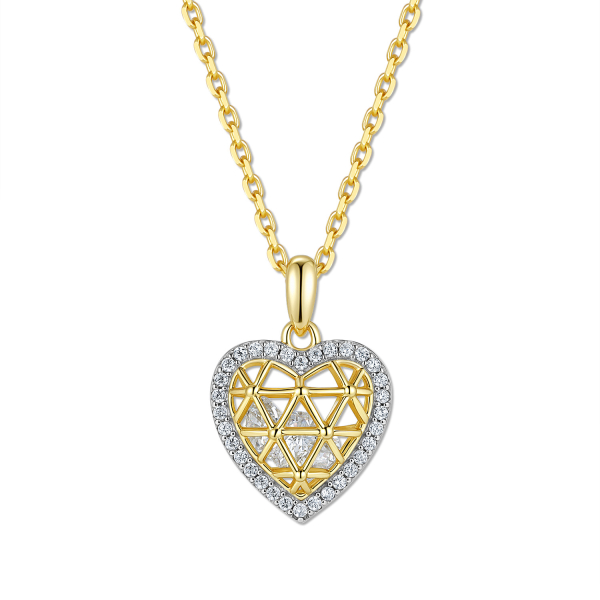 Collier mit Korbanhänger Herz & Zirkonia Silber 925/000 vergoldet