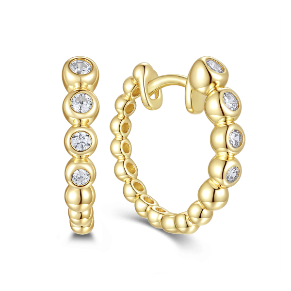 Klappcreolen Ø16mm mit 8 Zirkonia Silber 925/000 vergoldet