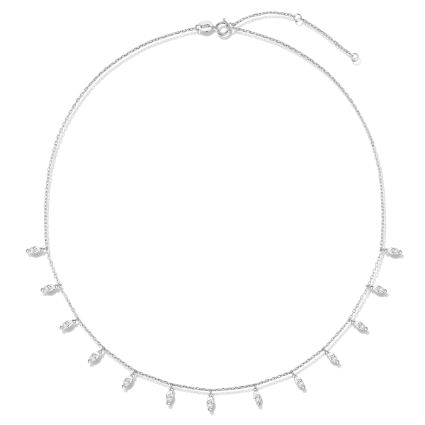 Collier 45/42/40 cm mit Einhängern 13 Zirkonia Silber 925/000 rhodiniert