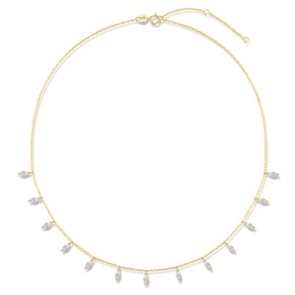 Collier 45/42/40 cm mit Einhängern 13 Zirkonia Silber 925/000 vergoldet