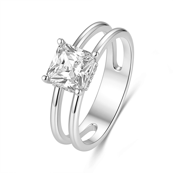 Damenring Silber 925 mit 13 Zirkonia, rhodiniert