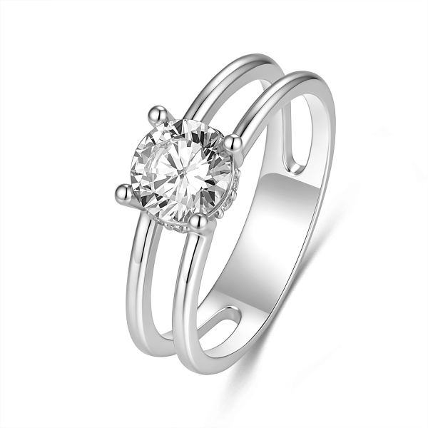 Damenring 9 Zirkonia Silber 925/000 rhodiniert