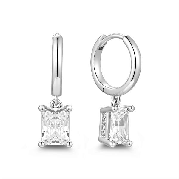 Klappcreolen 925 Silber, 12,5mm mit 18 Zirkonia, rhodiniert oder vergoldet