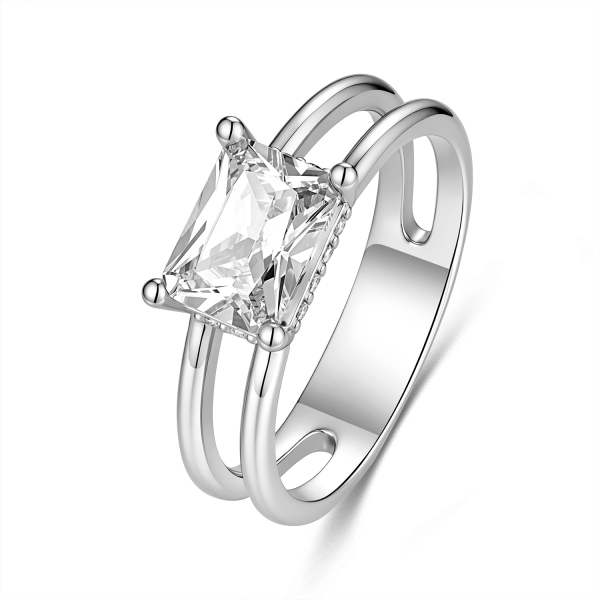 Damenring Silber 925 mit 13 Zirkonia, rhodiniert