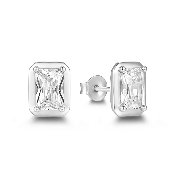 Ohrstecker 925 Silber, 9 x 7 mm mit Zirkonia, rhodiniert oder vergoldet