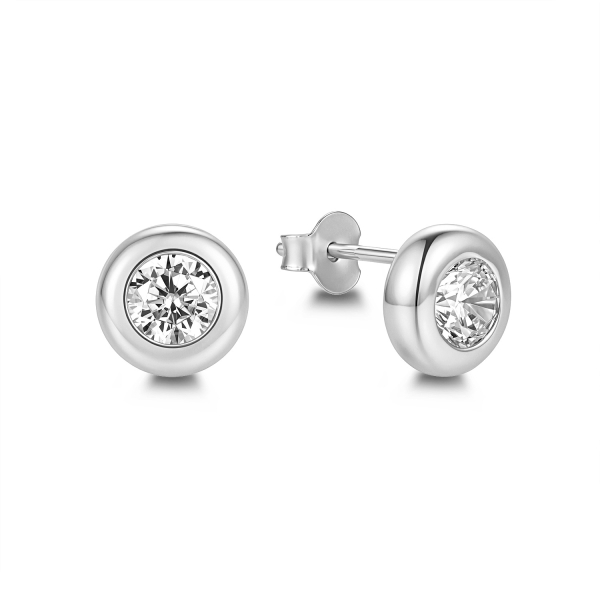 Ohrstecker 925 Silber, 8,0 mm mit Zirkonia, rhodiniert oder vergoldet