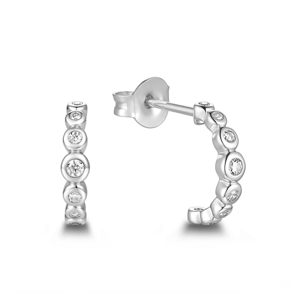 Ohrstecker Steckcreolen 16 Zirkonia Silber 925/000 rhodiniert