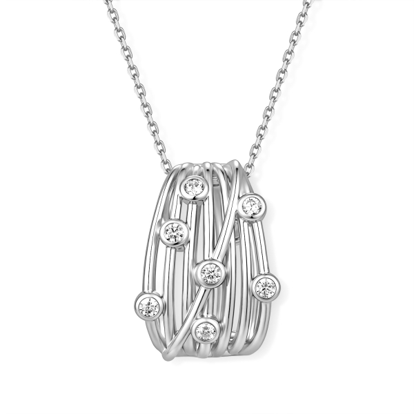 Collier 925 Silber 45 cm, verstellbar auf 42 und 40 cm, Anhänger mit 7 Zirkonia, vergoldet oder rhodiniert