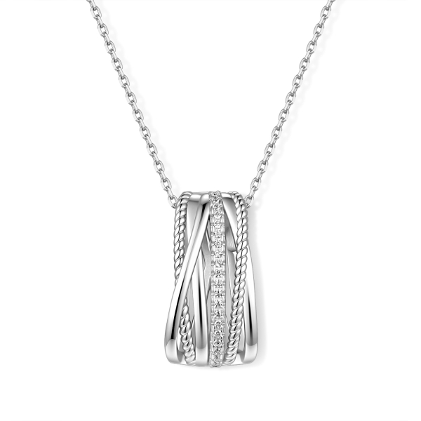 Collier 925 Silber 45 cm, verstellbar auf 42 und 40 cm, Anhänger mit 20 Zirkonia, vergoldet oder rhodiniert