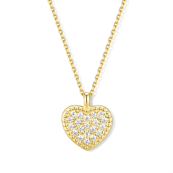 Collier 45/42/40cm Anhänger Herz 20 Zirkonia Silber 925/000 vergoldet