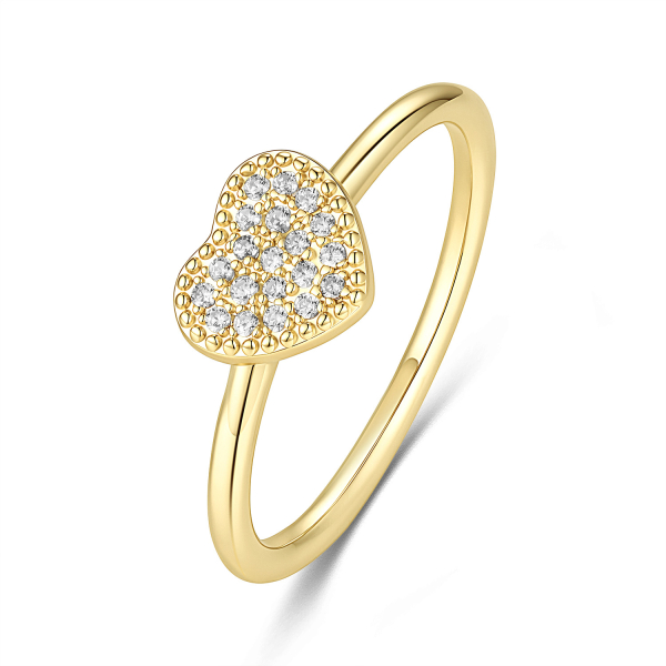 Damenring Herz mit 20 Zirkonia Silber 925/000 vergoldet
