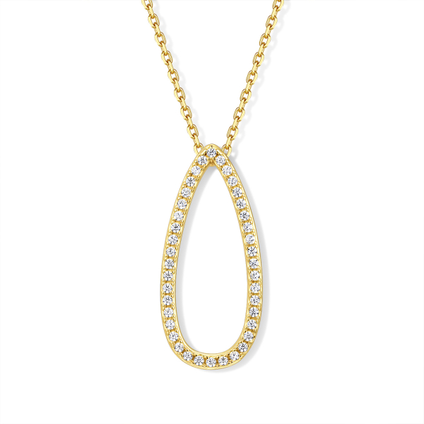 Collier 925 Silber 45 cm, verstellbar auf 42 und 40 cm, Anhänger mit 40 Zirkonia, vergoldet oder rhodiniert