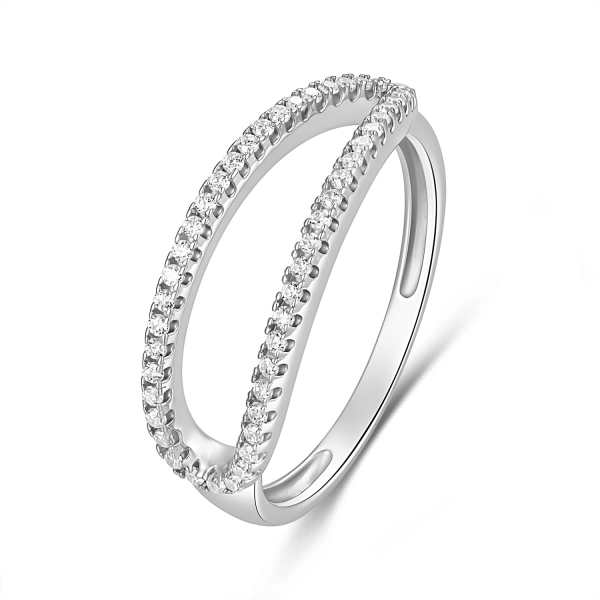 Damenring Silber 925 mit 48 Zirkonia, rhodiniert