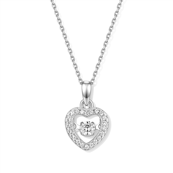 Collier Anhänger Herz mit Zirkonia Silber 925/000 rhodiniert