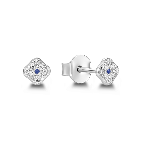 Ohrstecker 3,5x3,5mm mit 16 Zirkonia Silber 925/000 rhodiniert