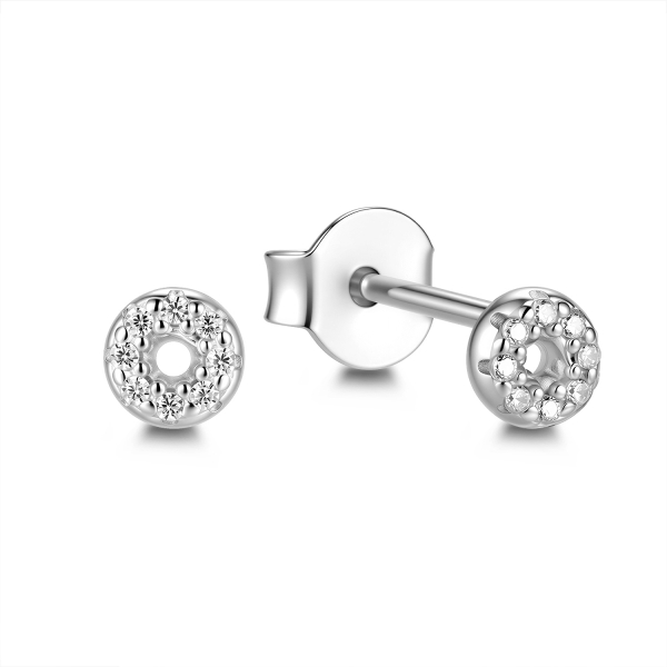 Ohrstecker 3,7mm mit 16 Zirkonia Silber 925/000 rhodiniert