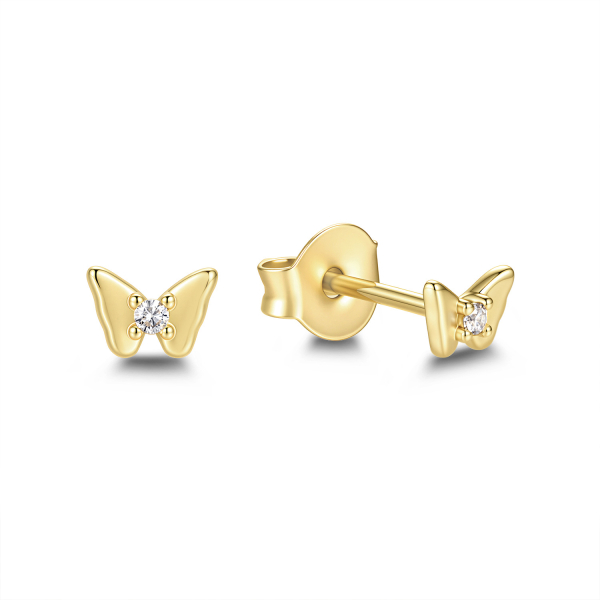 Ohrstecker Schmetterling mit Zirkonia  Silber 925/000 vergoldet