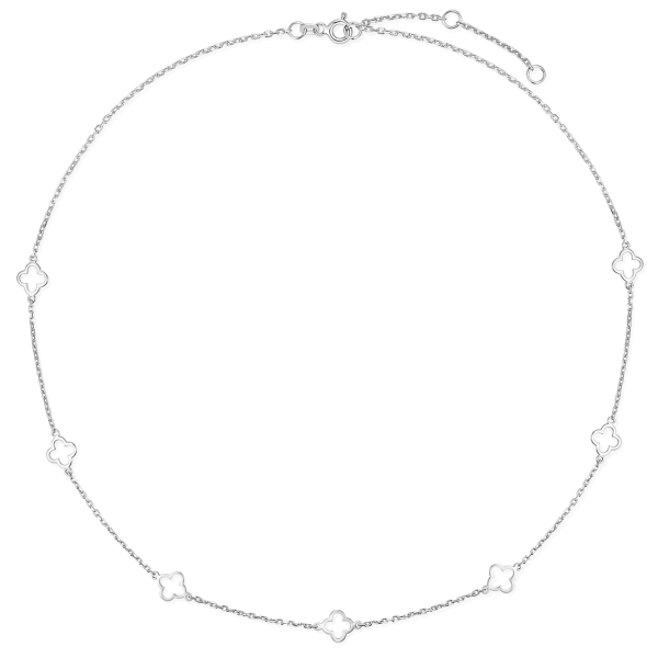 Collier 45/43/41 cm mit Kleeblättern Silber 925/000 rhodiniert