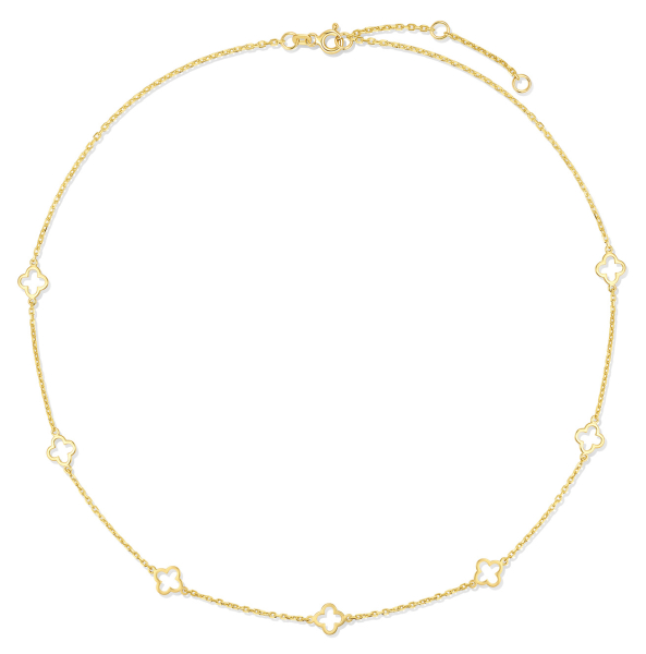 Collier 45/43/41 cm mit Kleeblättern Silber 925/000 vergoldet