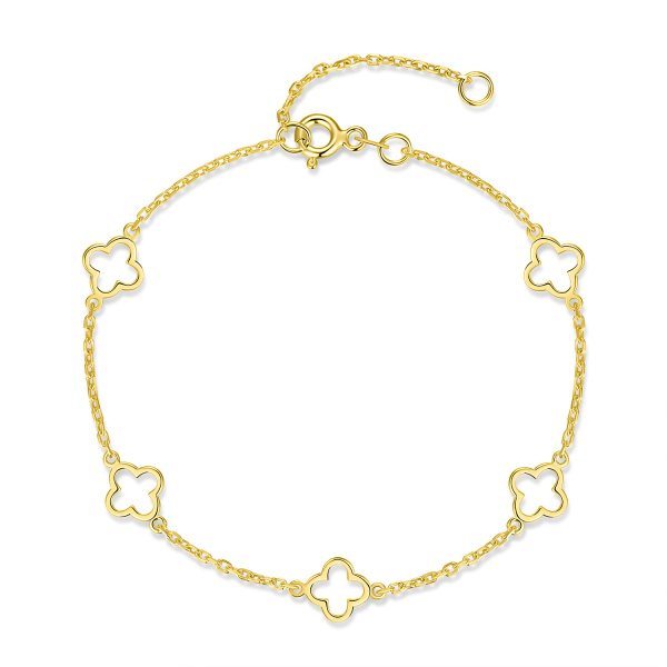 Armband 20/17cm mit Kleeblättern Silber 925/000 vergoldet