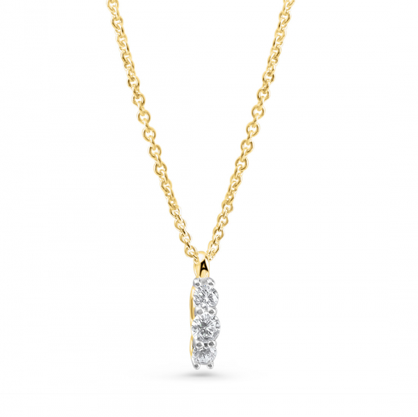 Collier mit Anhänger 3 Zirkonia Gold 333/000 teilrhodiniert