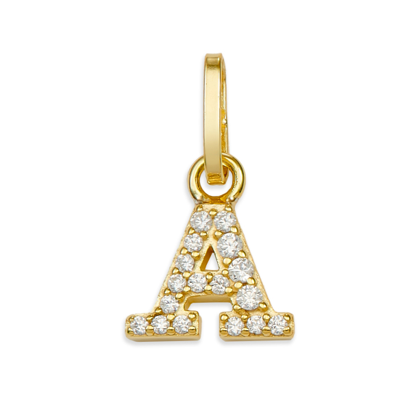 Buchstabenanhänger mit Zirkonia Gold 333/000