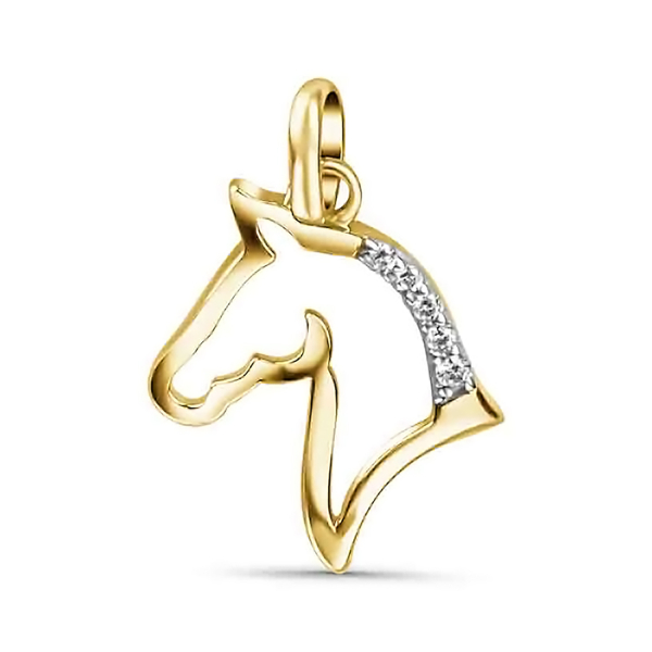 Anhänger Pferdekopf mit 5 Zirkonia Gold 333/000
