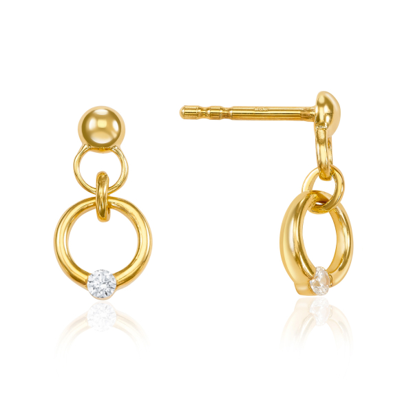 Ohrstecker Kreise mit Zirkonia Gold 333/000