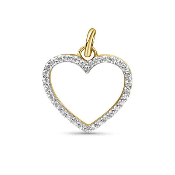 Anhänger Herz mit 34 Zirkonia Gold 333/000