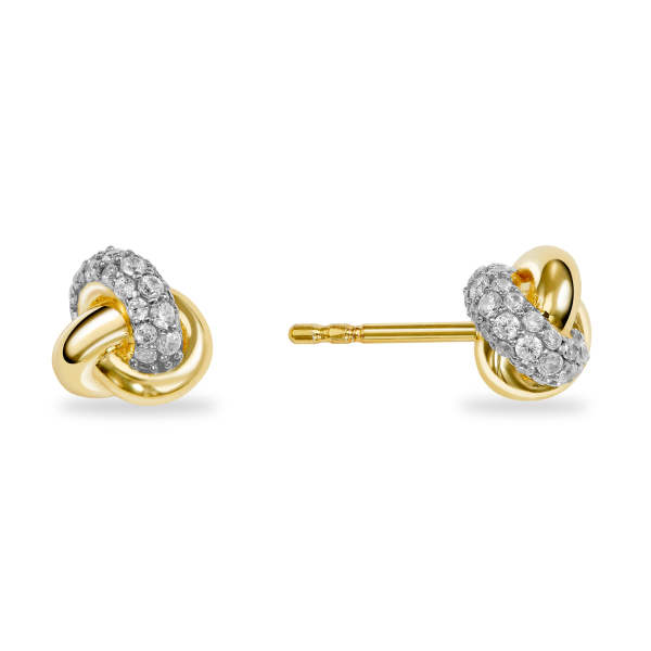 Ohrstecker Knoten mit 58 Zirkonia Gold 333/000