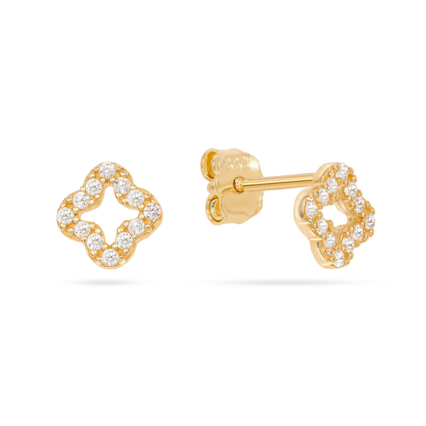 Ohrstecker Kleeblatt 24 Zirkonia Gold 333/000