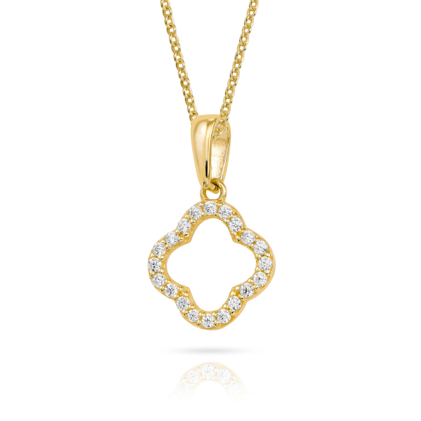 Anhänger Kleeblatt 20 Zirkonia Gold 333/000
