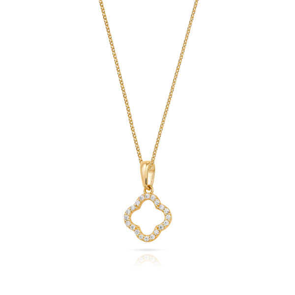 Anhänger Kleeblatt 20 Zirkonia Gold 333/000