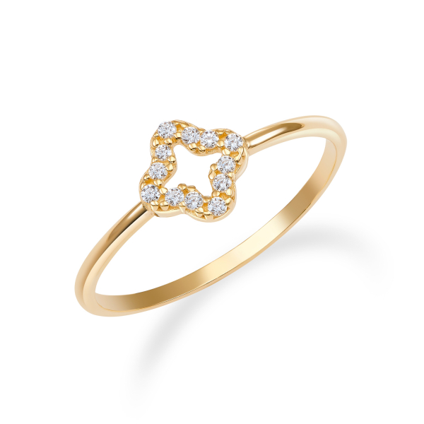 Ring Kleeblatt 12 Zirkonia Gold 333/000