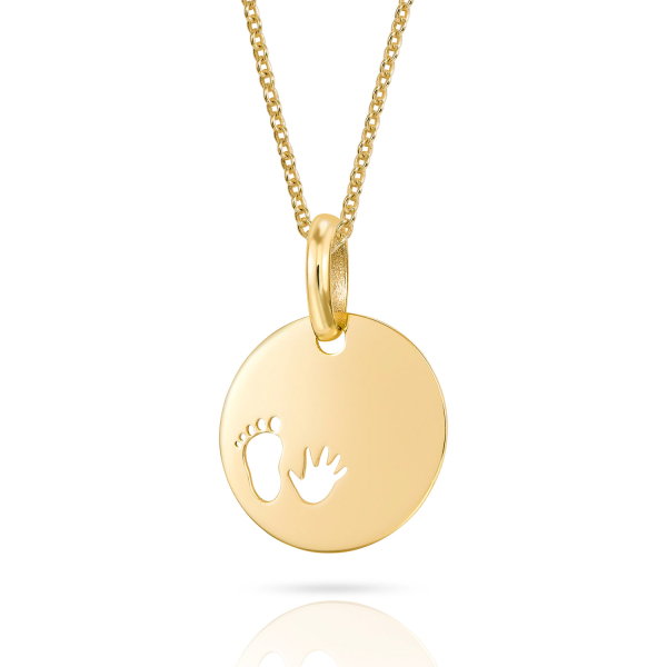 Anhänger Gravurplatte Hand / Fuß Gold 333/000